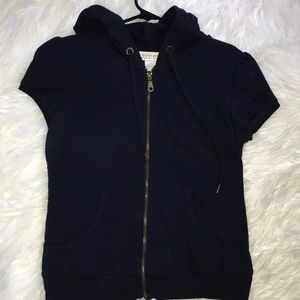 Dark Blue Zipped Up Shirt + Hood